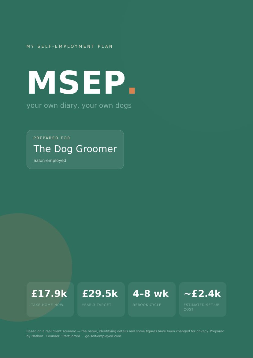Cover of the dog groomer example plan